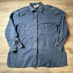 Blue Willis Button Down Mens Large Blue Ribbed Corduroy Indigo Long Sleeve Shirt